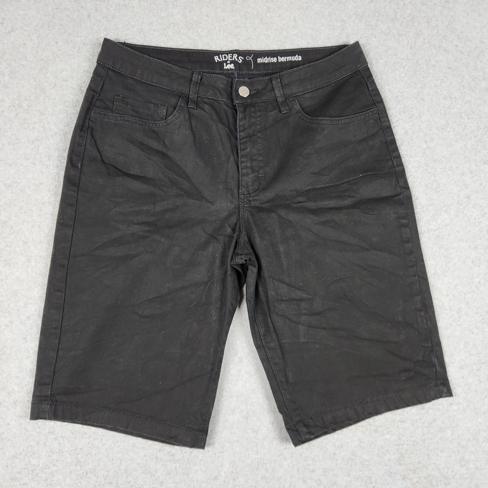 Riders by Lee Midrise Bermuda Shorts Womens 10M Black Cotton 5-Pockets Stretch